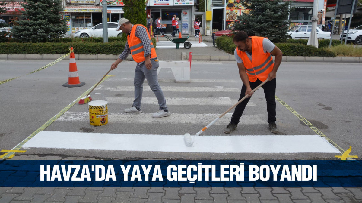 Havza’da Okul Önleri ve ilçe merkezindeki Yaya Geçitleri Boyandı 