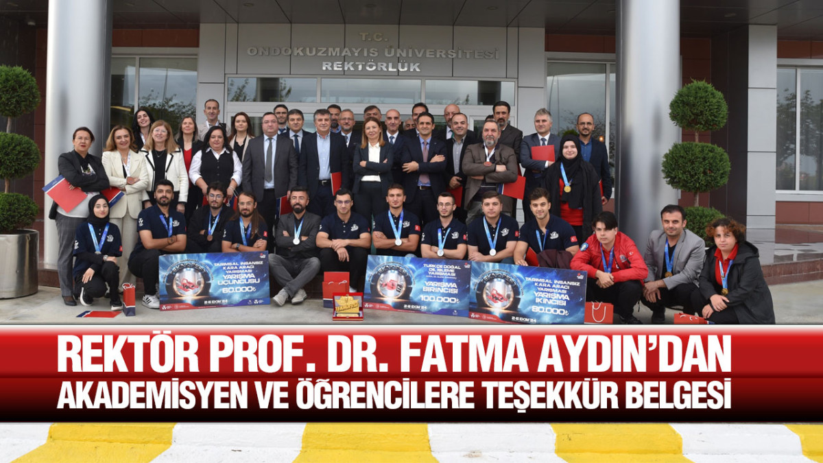 Rektör Prof. Dr. Fatma Aydın’dan Akademisyen Ve Öğrencilere Teşekkür Belgesi